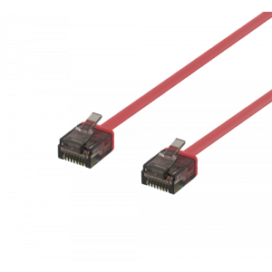 U/UTP Cat6a patchkabel, flat, 1mm tjock, 2m, röd UUTP-2046