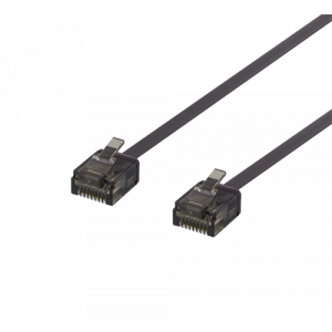 U/UTP Cat6a patchkabel, flat, 1mm tjock, 2m, svart UUTP-2047