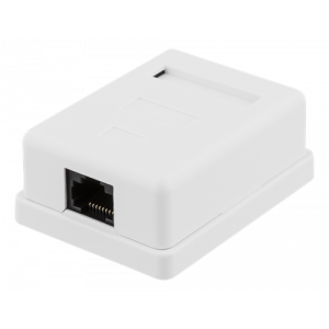 Oskärmat vägguttag, utanpåliggande UTP 1xRJ45, Cat6, vit VR-217