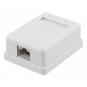 Skärmat vägguttag, utanpåliggande FTP 1xRJ45, Cat6A, vit VR-220