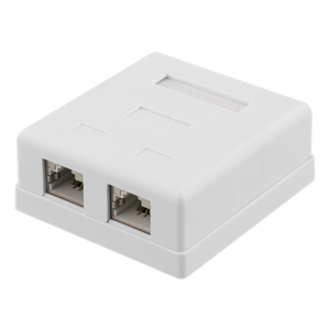 Skärmat vägguttag, utanpåliggande FTP 2xRJ45, Cat6A, vit VR-221