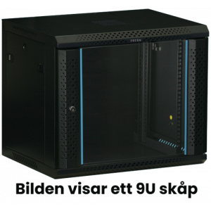 TOTEN, 19" väggskåp, 18U, 600x450, glasdörr, svart WS64186001