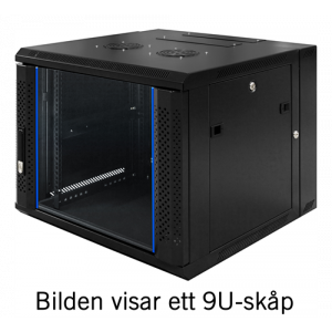 System Z, 19" väggskåp, 12U, 600x600, glasdörr fram, 60kg last, svart ZS66126001