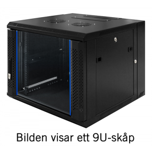 System Z, 19" väggskåp, 15U, 600x600, glasdörr fram, 60kg last, svart ZS66156001