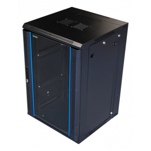 System Z, 19" väggskåp, 18U, 600x600, glasdörr fram, 60kg last, svart ZS66186001
