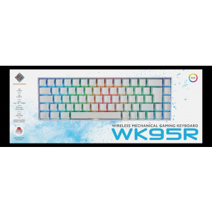 WK95R Trådlöst 65% tangentbord, Tysk layout, vit/RGB - Deltaco Gaming GAM-100-W-DE