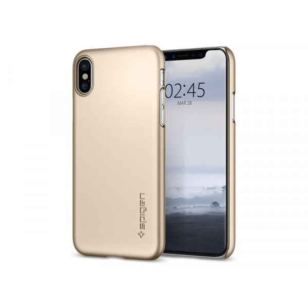 Super tunnt skal Spigen Thin Fit Case till iPhone X (2017) - Champagne Gold 057CS22111