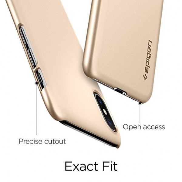 Super tunnt skal Spigen Thin Fit Case till iPhone X (2017) - Champagne Gold 057CS22111