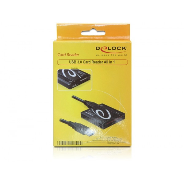 DeLOCK USB 3.0 Card Reader All in 1 Svart kortläsare