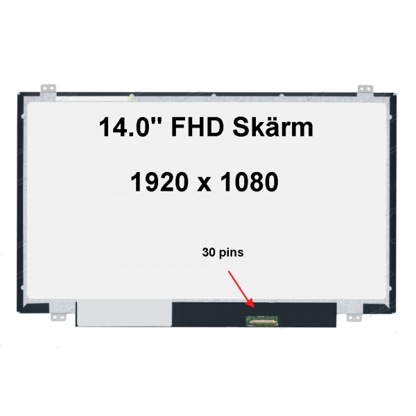 Laptopskärm 14.0" LED 30pin 1920X1080 IPS FHD BRACKETS