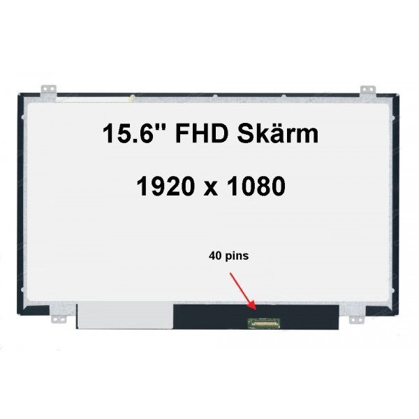 Laptopskärm 15.6" LED 40pin 1920X1080 FHD BRACKETS
