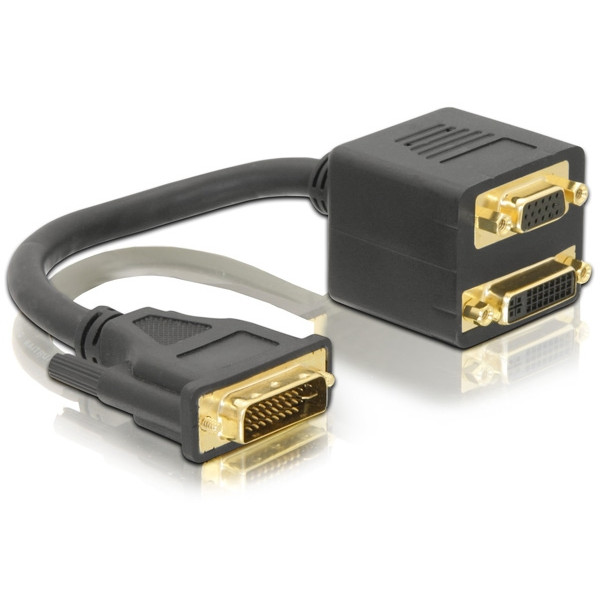 DeLOCK Adapter DVI29 male to DVI29 + VGA female DVI29, VGA (D-sub 15p) Svart