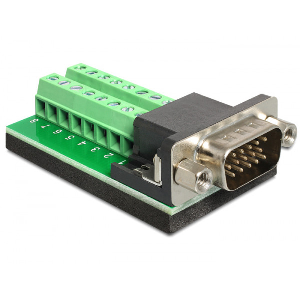 DeLOCK 65424 kabeladaptrar VGA 16p Svart, Grön, Silver
