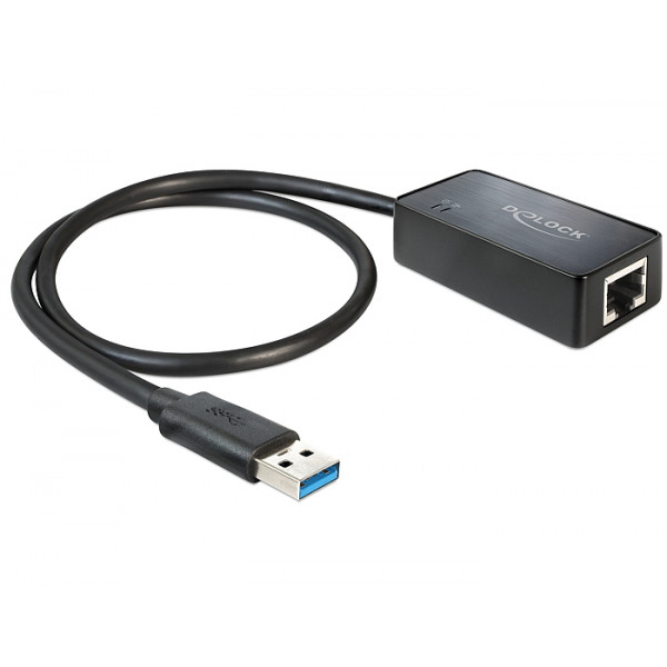 DeLOCK 62121 kabeladaptrar USB3.0-A RJ45 Svart