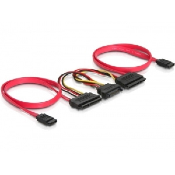 DeLOCK SATA All-in-One cable for 2x HDD 0.5m Röd SATA-kablar
