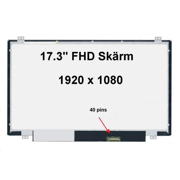 Laptopskärm 17.3" LED 40pin 1920X1080 FHD Brackets 