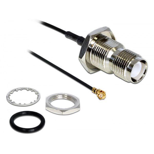 DeLOCK 88464 kabeladaptrar I-PEX RP-TNC Svart, Guld, Silver