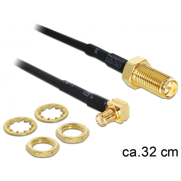 DeLOCK 88472 kabeladaptrar MMCX RP-SMA Guld, Svart