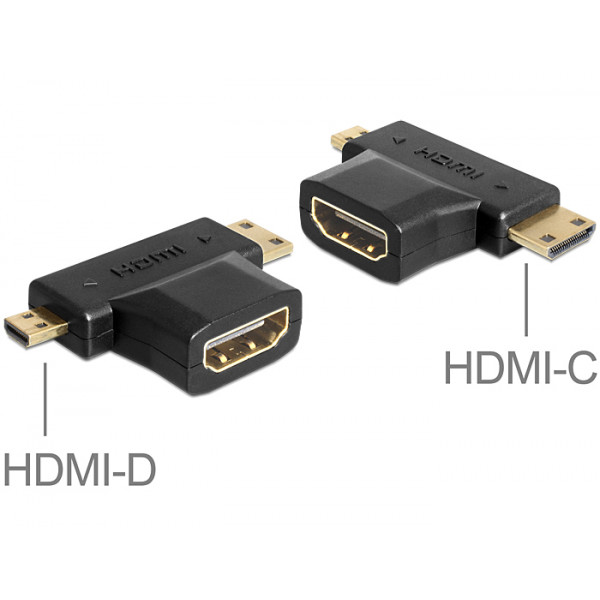 DeLOCK 65446 kabeladaptrar HDMI-C / HDMI-D HDMI-A Svart