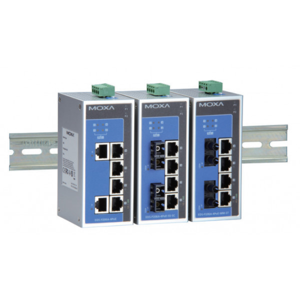 Moxa EDS-P206A-4PoE Unmanaged network switch Strömförsörjning via Ethernet (PoE) stöd Grå