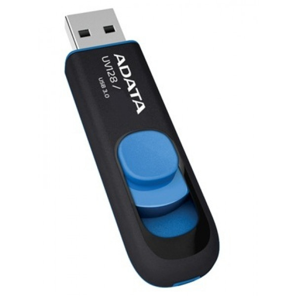 ADATA 64GB DashDrive UV128 USB-sticka 3.0 (3.1 Gen 1) USB A-typ kontakt Svart, Blå