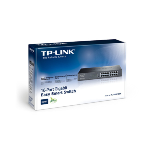 Nätverksswitch TP-Link 16-Port Gigabit Easy Smart Switch- 16 10-100-1000Mbps RJ45 ports