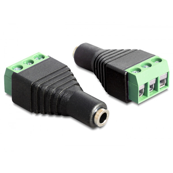 DeLOCK 65455 kabeladaptrar 3.5 mm 3 pin terminal block Svart, Grön