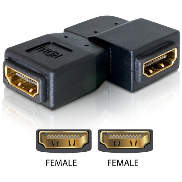 DeLOCK Adapter HDMI female > HDMI female 90° left HDMI 1.3 Svart