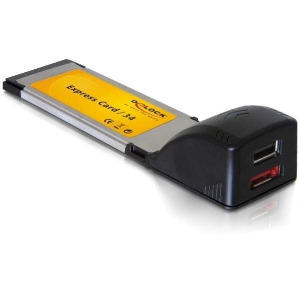 DeLOCK Express Card > 1x USB 2.0 + 1x eSATA 1x USB 2.0/1x eSATA Svart
