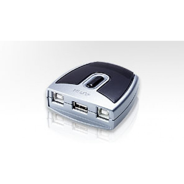 Aten 2-Port USB 2.0 Peripheral Switch gränssnittshubbar 480 Mbit/s Svart, Silver