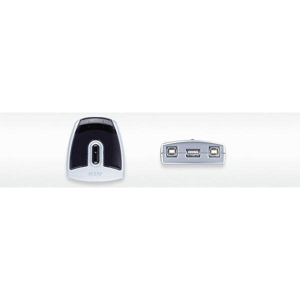 Aten 2-Port USB 2.0 Peripheral Switch gränssnittshubbar 480 Mbit/s Svart, Silver