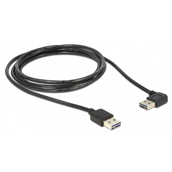 DeLOCK 1m USB 2.0 A m/m 90° USB-kablar USB A Hane Svart