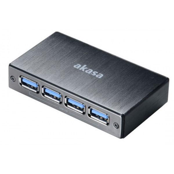 Akasa Connect 4SV gränssnittshubbar 5000 Mbit/s Gjuten aluminium, Svart