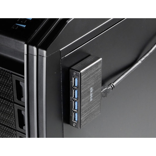 Akasa Connect 4SV gränssnittshubbar 5000 Mbit/s Gjuten aluminium, Svart
