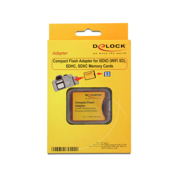 DeLOCK 62542 kabeladaptrar CF type II SD Röd, Gul