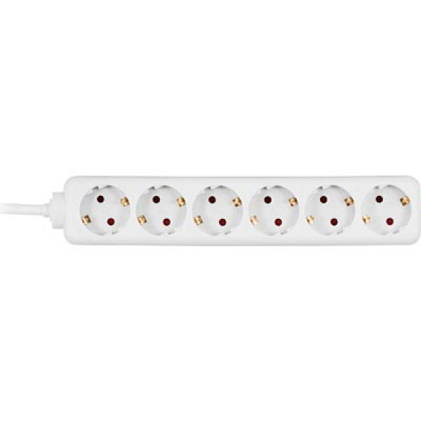 Deltaco GT-126 6AC outlet(s) 1.5m Vit förlängningssladdar