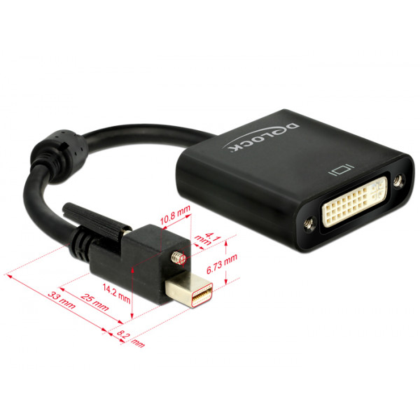 DeLOCK 62639 0.25m Mini DisplayPort DVI-I Svart videokabeladapter