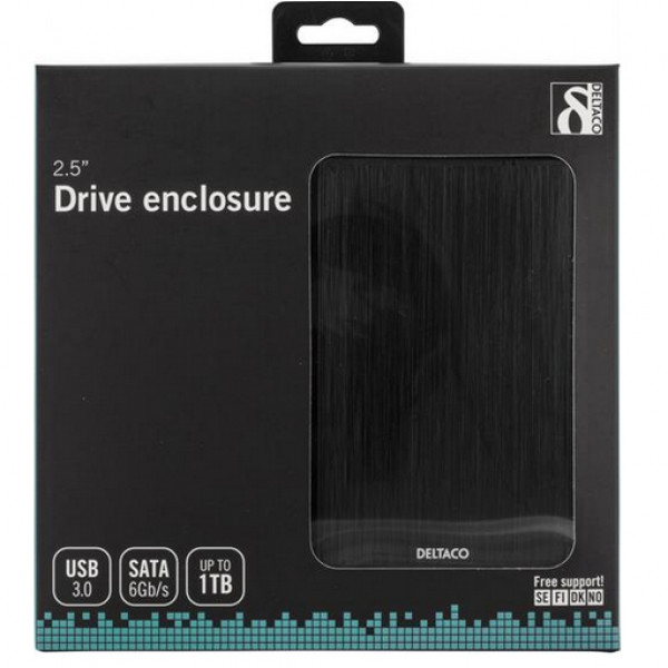 Externt kabinett 2.5" SATA USB 3.0 Deltaco Svart
