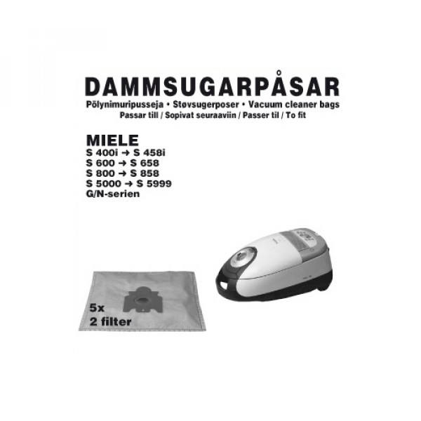 Dammsugarpåsar (5-pack) + 2 Filter - Miele