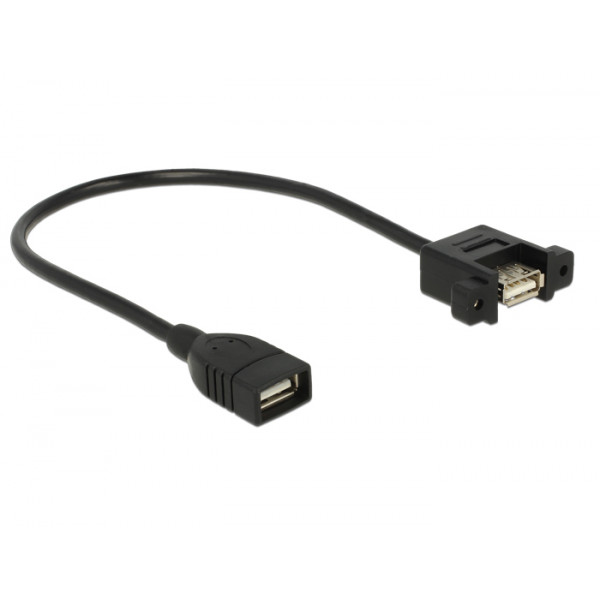 DeLOCK 0.25m 2xUSB2.0-A USB-kablar 0,25 m USB A Hona Svart