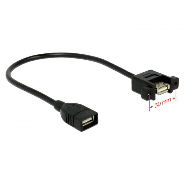 DeLOCK 0.25m 2xUSB2.0-A USB-kablar 0,25 m USB A Hona Svart
