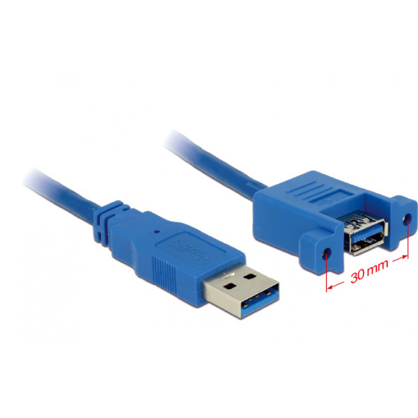 DeLOCK USB 3.0 A, 1m USB-kablar USB A Hane Hona Blå