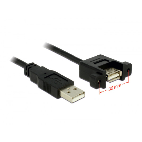 DeLOCK 1m 2xUSB2.0-A USB-kablar USB A Hane Hona Svart