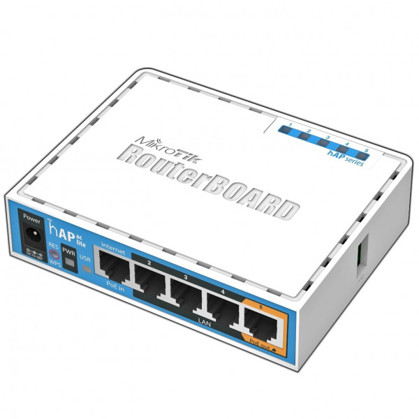 Mikrotik HAP ac lite access-punkter för trådlösa nätverk 500 Mbit/s Strömförsörjning via Ethernet (PoE) stöd Vit