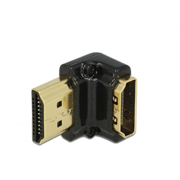 DeLOCK HDMI-A/HDMI-A male, F/M, 90° Svart