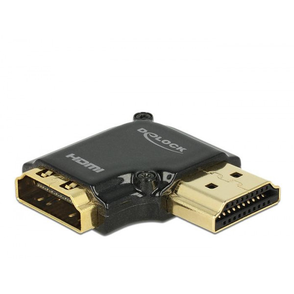DeLOCK HDMI-A/HDMI-A, F/M, 90° Svart