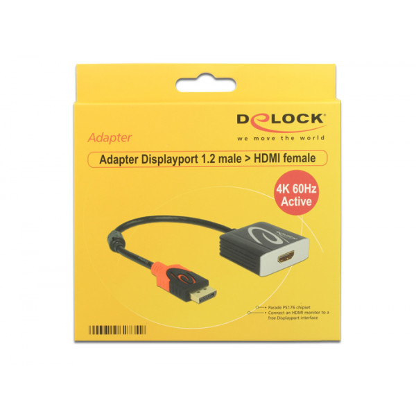 DeLOCK 62734 kabeladaptrar Displayport HDMI Svart