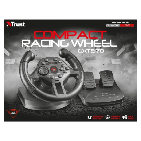 Trust GXT 570 Ratt + Pedaler PC, Playstation 3 Svart