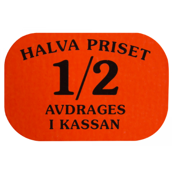 36x24 mm, ½ priset, röd fluor