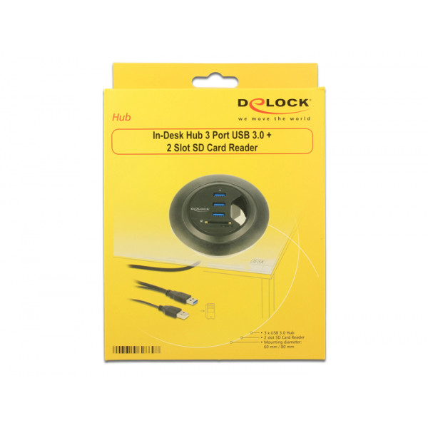 DeLOCK 62869 gränssnittshubbar USB 3.0 (3.1 Gen 1) Type-A 5000 Mbit/s Svart